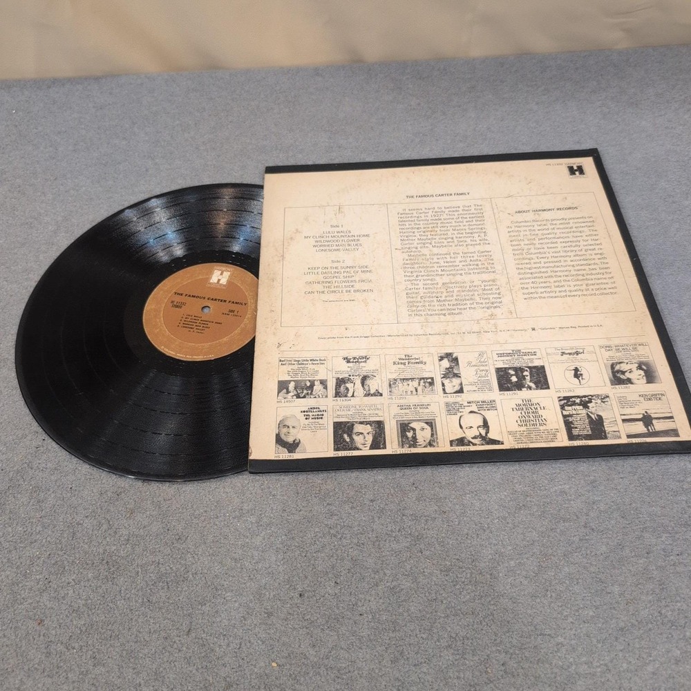 The Famous Carter Family Vinyl LP Harmony HS 11332 Country Folk Record - Picture 2 of 2